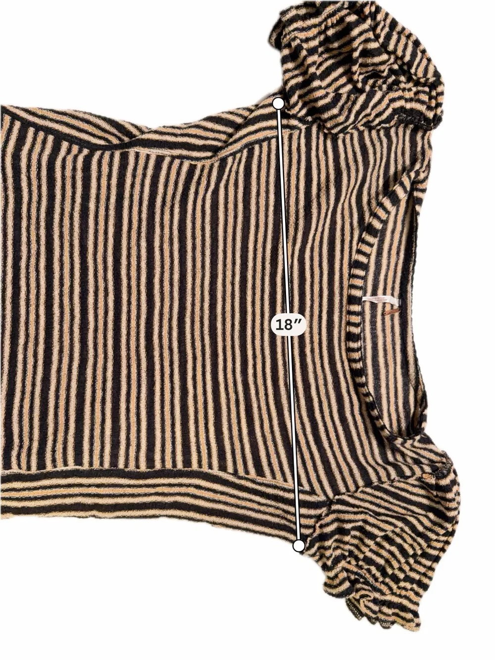 Free People Womens L Striped Puff Sleeve Knit Scoop Neck Top Tee Boho